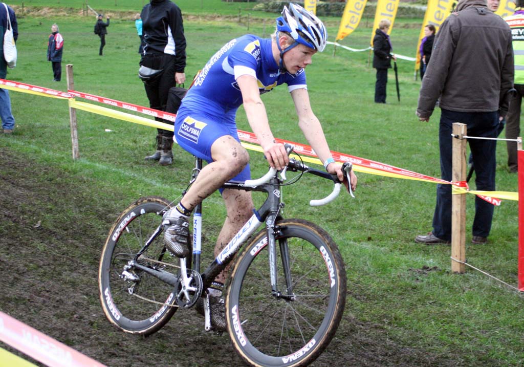 Dolfsma and the other young riders charged through the muddy conditions. ? Bart Hazen