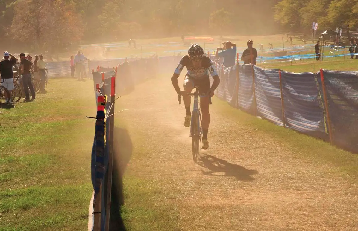 Jamey Driscoll (Raleigh Clement) riding past the pit area. Â© Kevin White