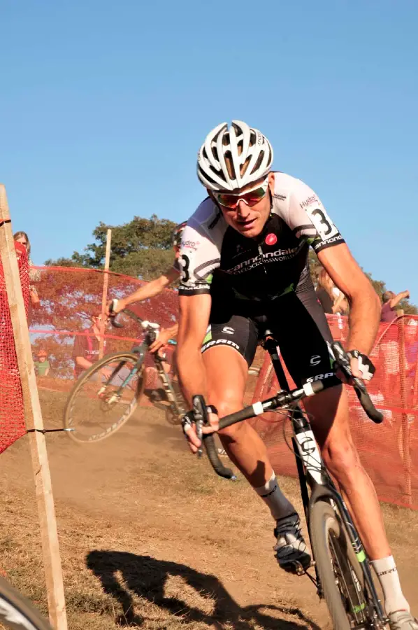 Ryan Trebon (Cannondale p/b Cyclocrossworld.com) in the chcicane. Â© Kevin White