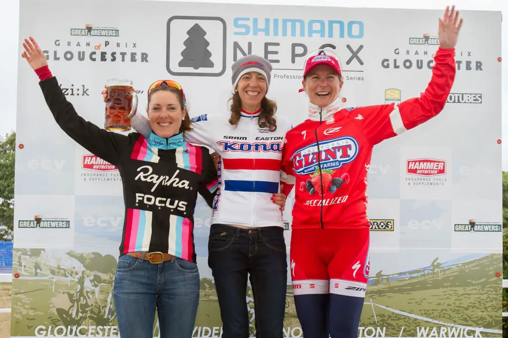 Elite women\'s podium: Miller third, Day second, Wyman wins © Todd Prekaski