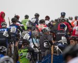 The sold-out amateur men's race on a run up © Todd Prekaski