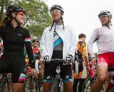 Gabby Day, Mo Bruno Roy, and Meredith Miller on the start grid. © Todd Prekaski