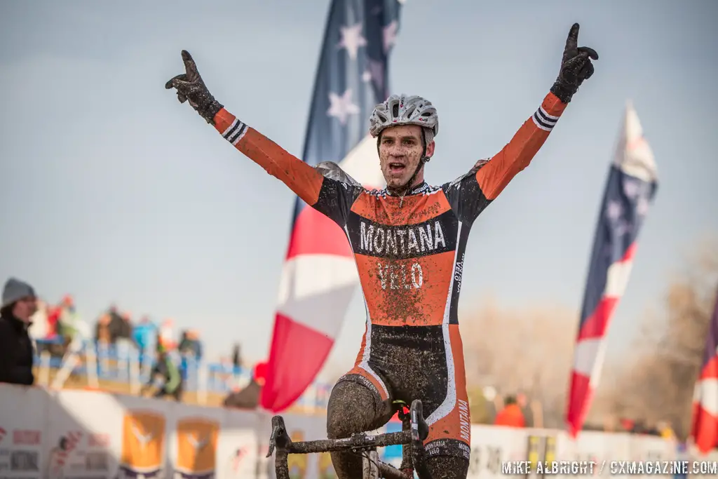 Gonzalez takes the win in the men\'s 50-54 race at 2014 USA Cyclocross National Championships. © Mike Albright