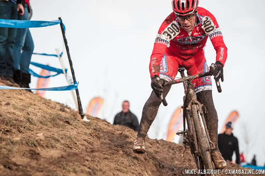 James Coats in the men\'s 50-54 race at 2014 USA Cyclocross National Championships. © Mike Albright