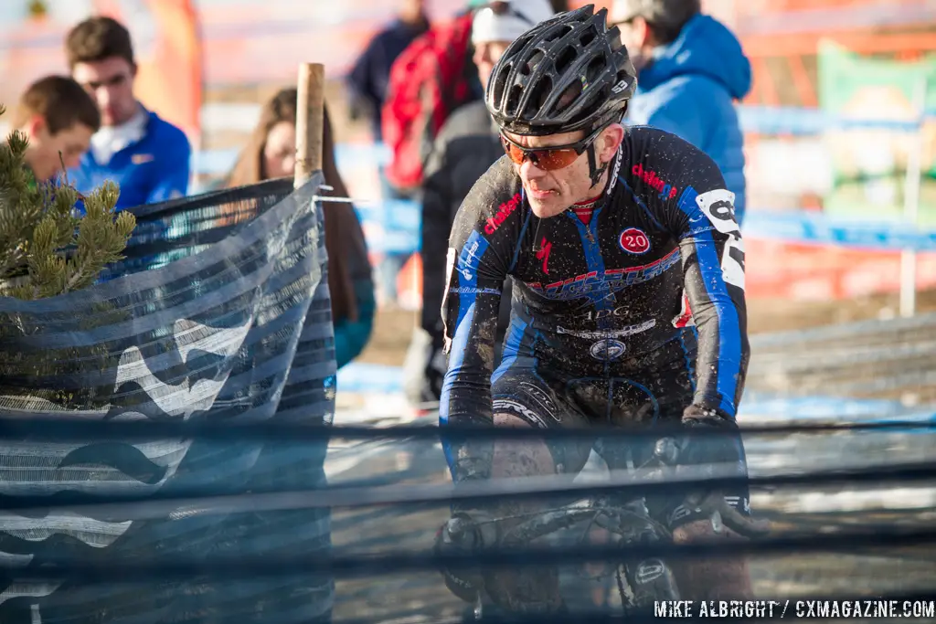 Game face on in the men\'s 50-54 race at 2014 USA Cyclocross National Championships. © Mike Albright