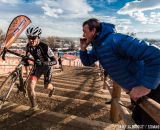 Long stairs in the men's 50-54 race at 2014 USA Cyclocross National Championships. © Mike Albright