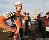 Interviewing Gonzalez in the men's 50-54 race at 2014 USA Cyclocross National Championships. © Mike Albright