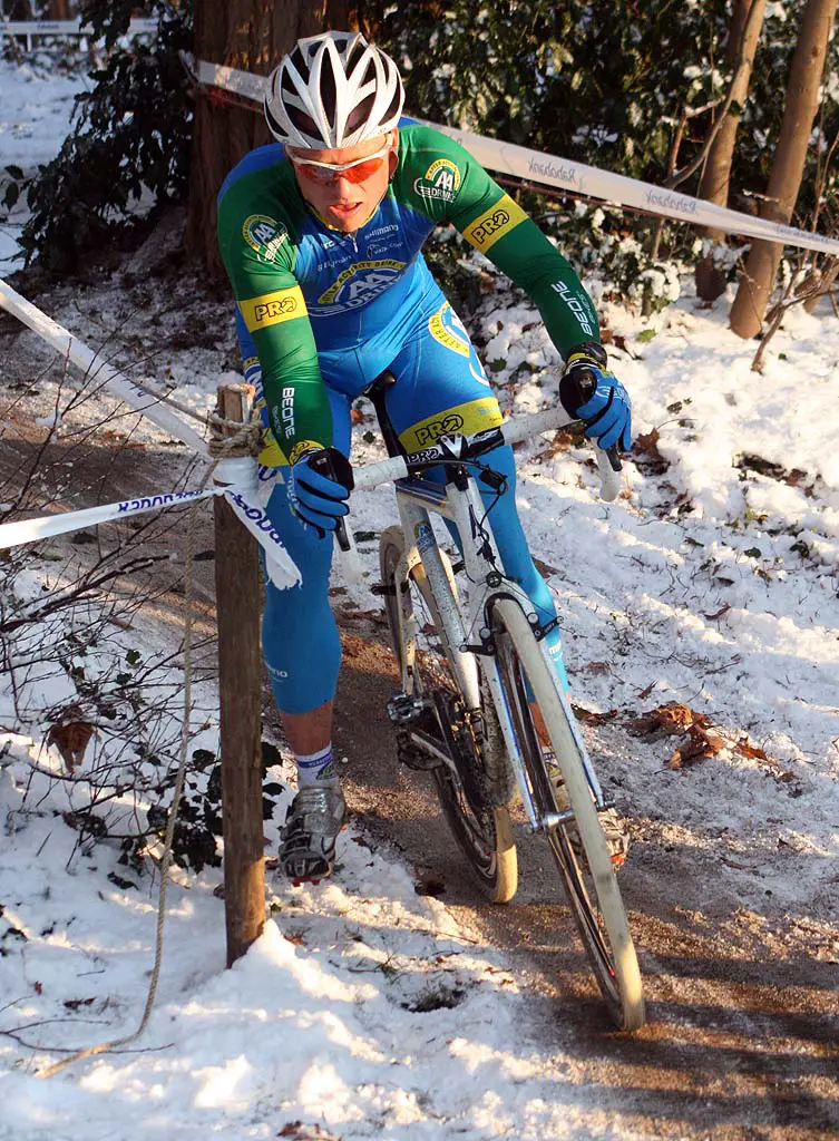 Thijs Al cornering carefully in the icy conditions.  ? Bart Hazen