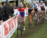 The lead group single files at Cyclo-cross Grote Prijs van Brabant. © Bart Hazen