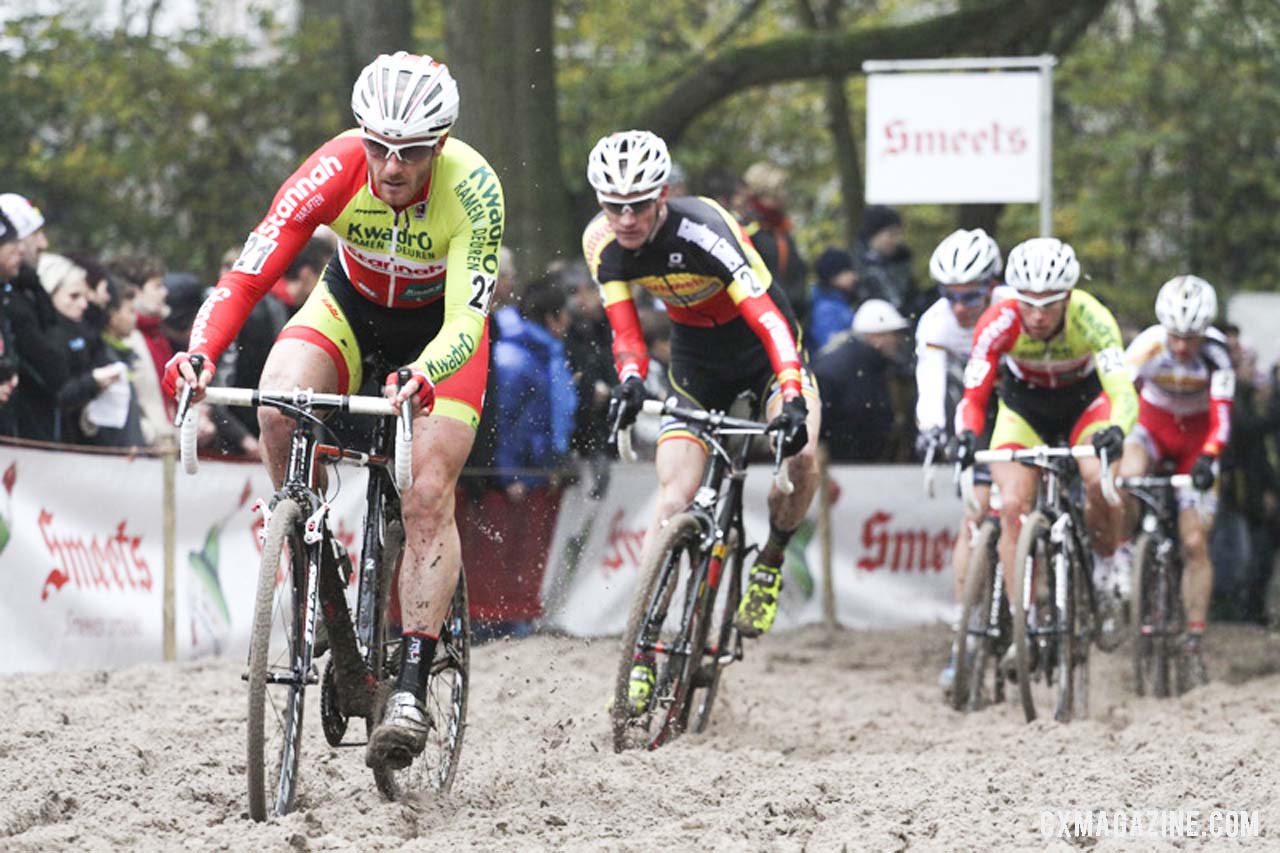 Martin Bina (Kwadro-Stannah) leading through the sand. Â©Â Bart Hazen / Cyclocross Magazine