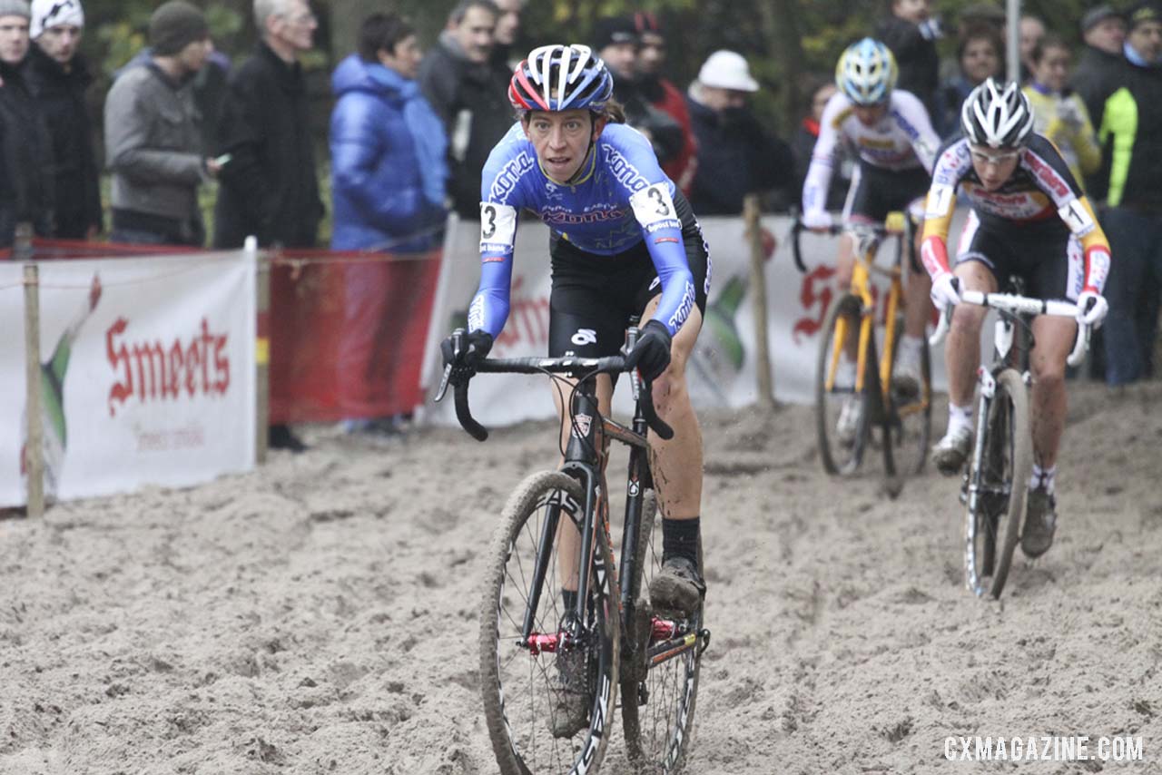 Helen Wyman with an early lead in the Elite Women's race. Â© Bart Hazen / Cyclocross Magazine