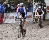 Helen Wyman leading through the sand pit. Â©Â Bart Hazen / Cyclocross Magazine