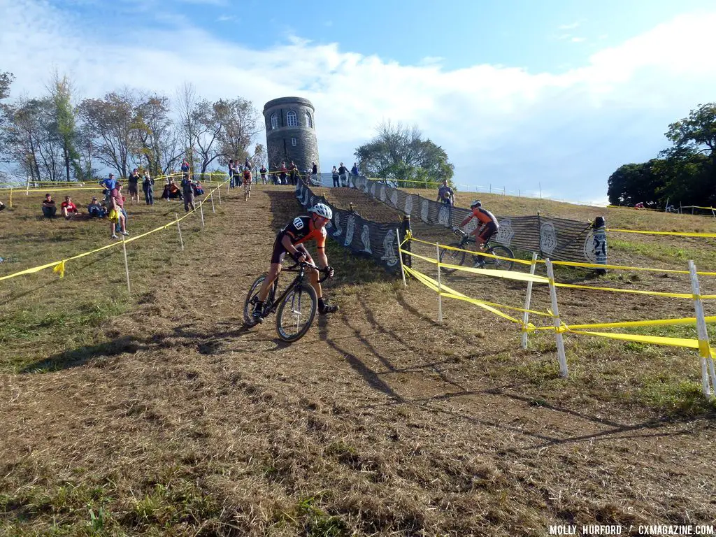 Putting a foot out for the off-camber. © Cyclocross Magazine