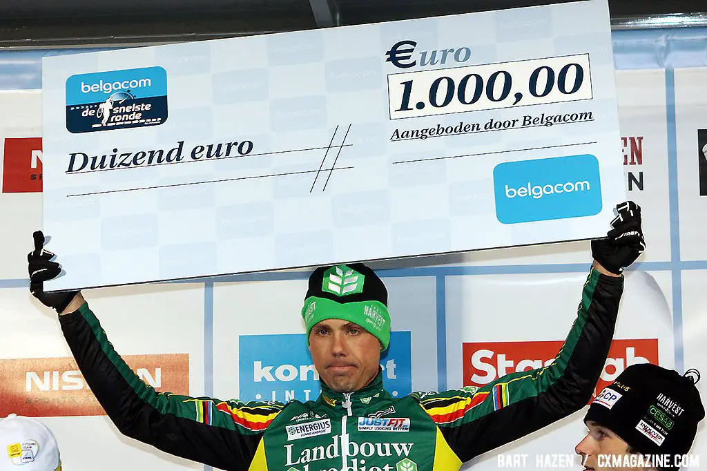 Sven Nys winner of the Belgacom fastest lap prize