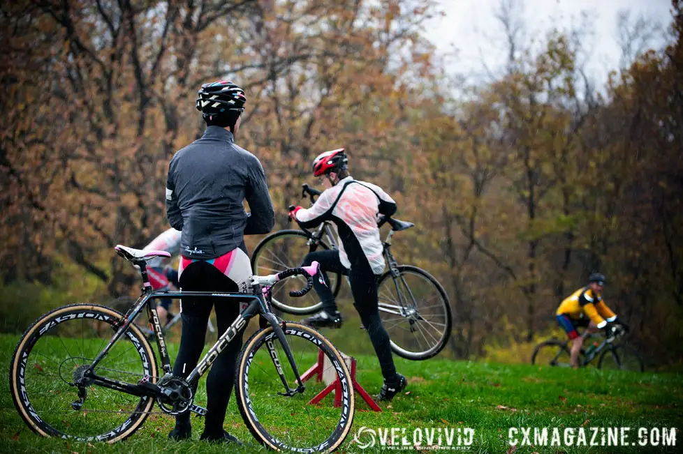 Checking on barrier technique at the Harbin Park Cyclocross Clinic © VeloVivid