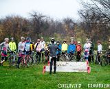 Powrs addresses the crowd at the Harbin Park Cyclocross Clinic © VeloVivid