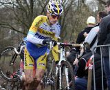 Kevin Pauwels pushing the pace at the top of the hill. © Bart Hazen