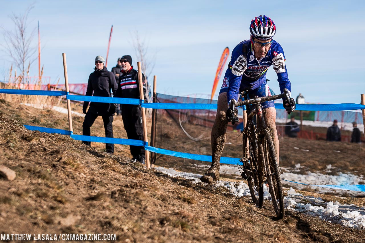 Kramer in the off-camber in Masters 55-59 at the 2014 National Championships. © Matt Lasala