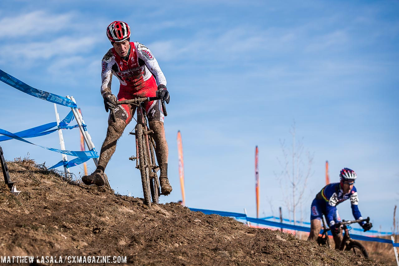 Leaders in the off-camber in Masters 55-59 at the 2014 National Championships. © Matt Lasala