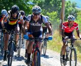 Race winner Garth Prosser (Specialized) and third place finisher Gerry Pflug (Salsa) string out the field early on in the race. © Fred Jordan  