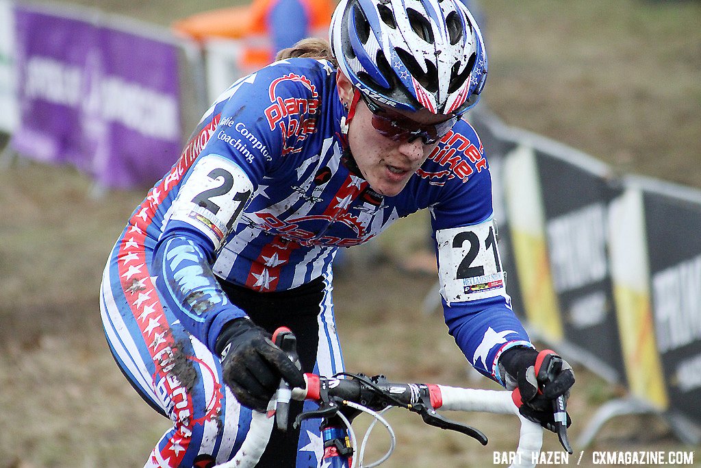 Katie Compton on her way to the fifth World Cup win of the season
