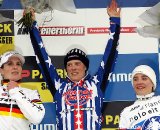 The Hoogerheide World Cup Podium: Hanka Kupfernagel, Katie Compton, Marianne Vos