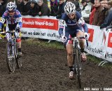 Pauline Ferrand-Prevot and Katie Compton seek a way through the mud