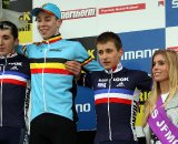 Juniors on the podium (l-r) - Fabien Doubey, Laurens Sweeck and Kevin Bouvard. © Bart Hazen
