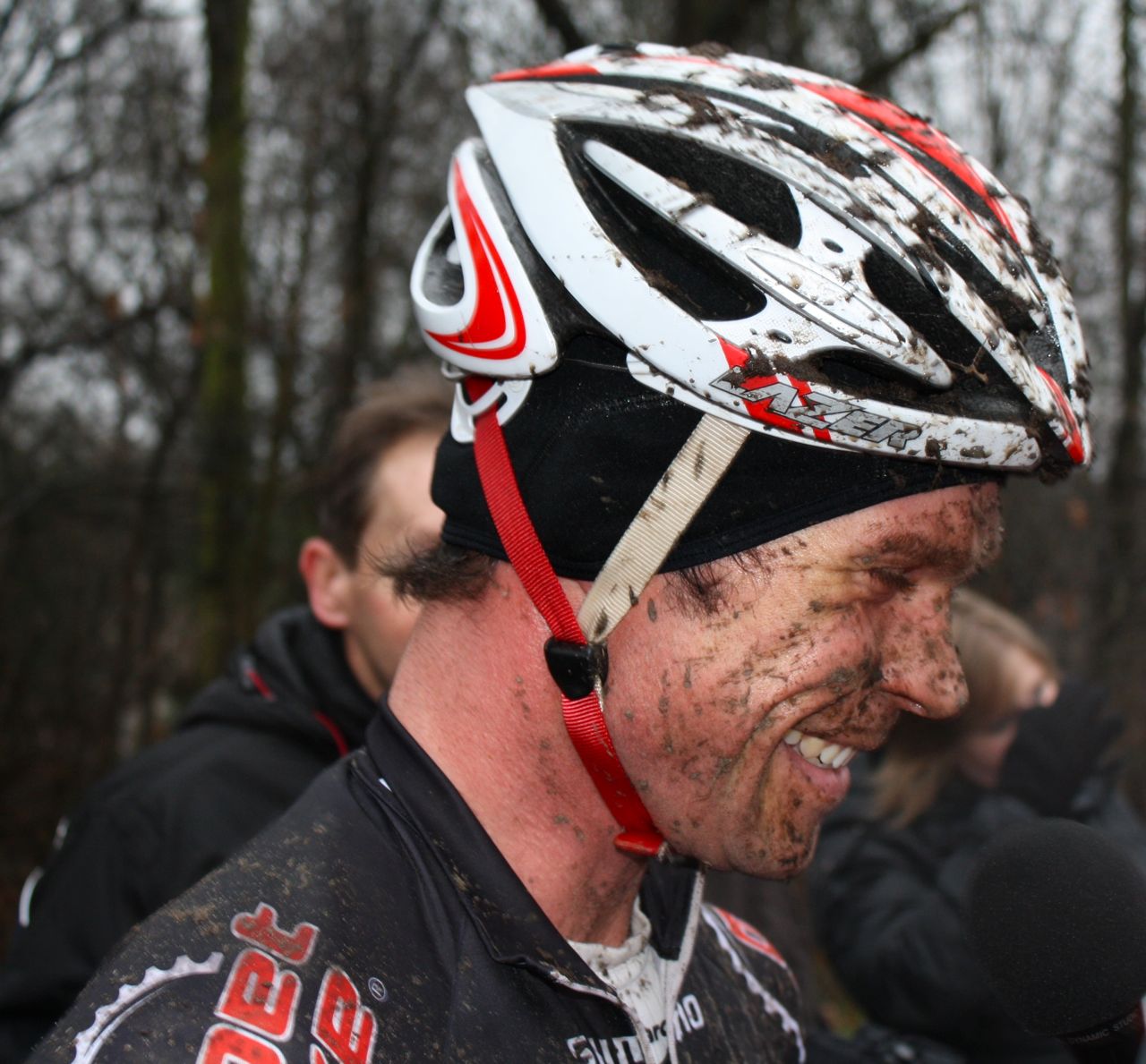 Jonathan Page gives a post-race interview. ? Dan Seaton 