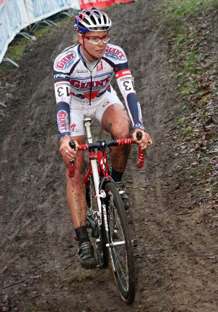 Miller corners carefully in the muddy conditions. ? Bart Hazen