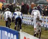 Van Den Brand (l), Van Paassen and Vos pull away from the rest of the field. ? Bart Hazen
