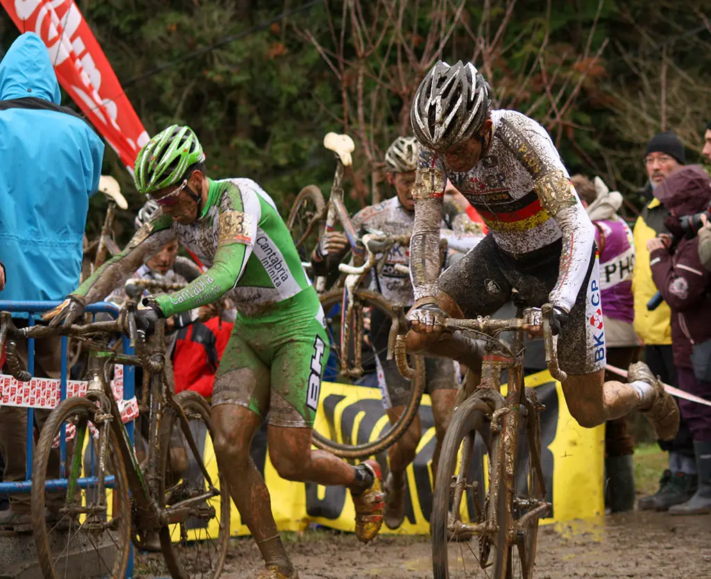 German Champion Phillip Walsleben remounts on the first lap © Cyclocross Magazine