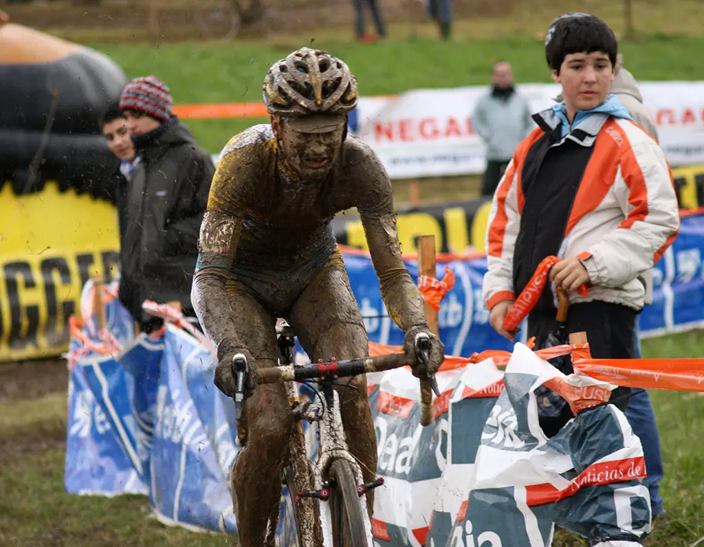 Kevin Pauwels is barely recognizable because of the mud in Igorre © Cyclocross Magazine