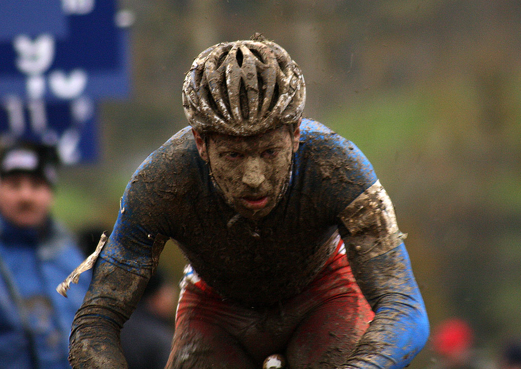 Francis Mourey pulls out of the pit © Cyclocross Magazine