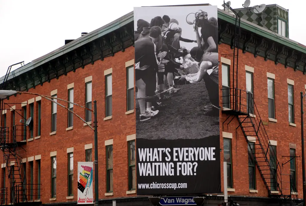 A full-on cyclocross billboard! 401 N. Milwaukee Ave ? Luke Seemann