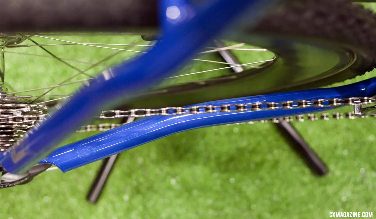 Both the seat stays and chainstays feature a bend for heel clearance and compliance. IF\'s Titanium Factory Lightweight Cyclocross Bike. ©Cyclocross Magazine