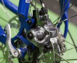 Hayes CX5 mechanical disc brakes on IF's Titanium Factory Lightweight Cyclocross Bike. ©Cyclocross Magazine