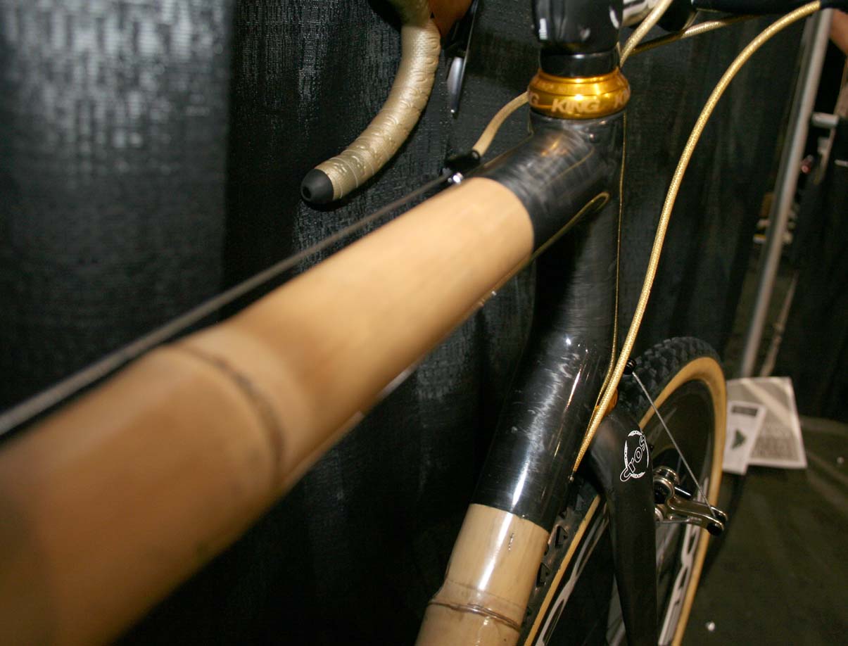 Boo\'s hand-made, bamboo and carbon cyclocross bike at Interbike 