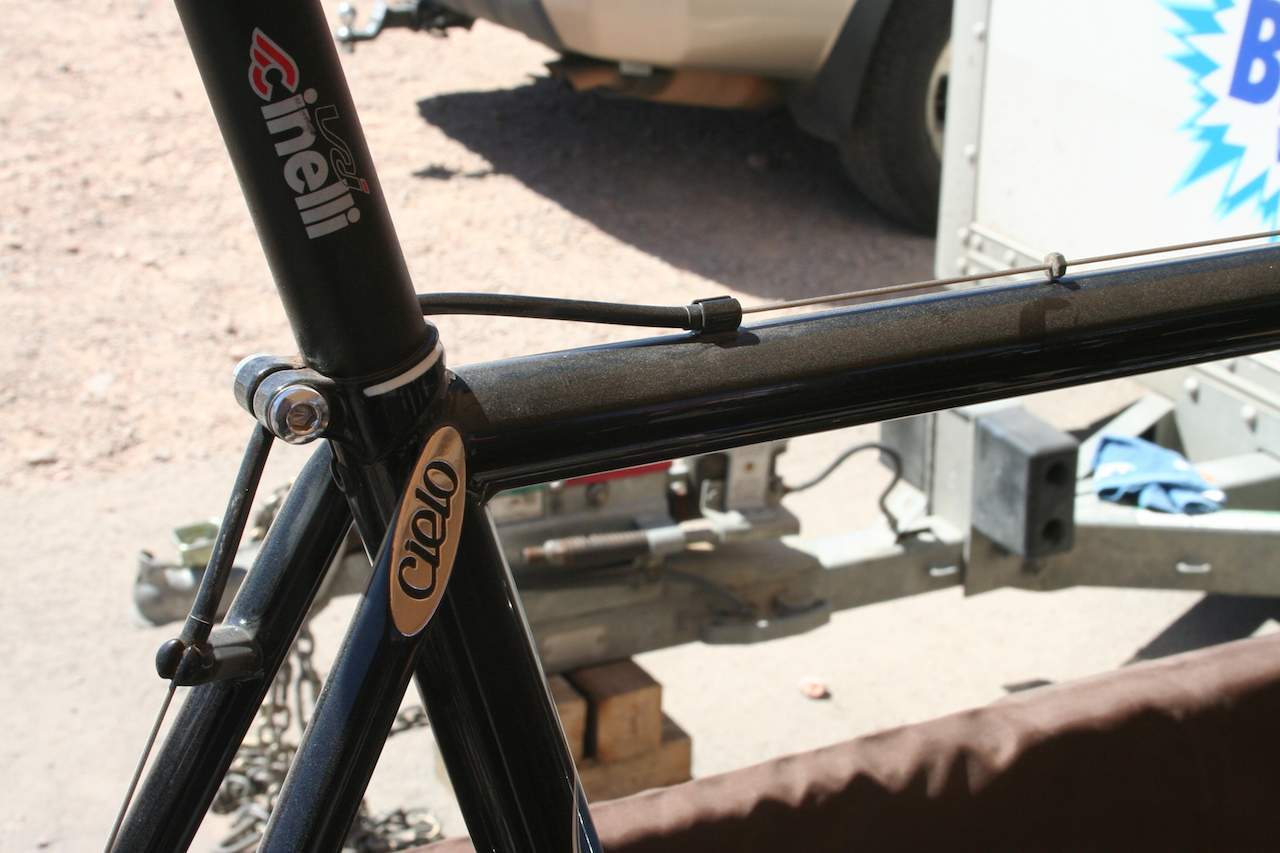 Seat tubes and brake cable stop, Cielo 'cross bike © Josh Liberles