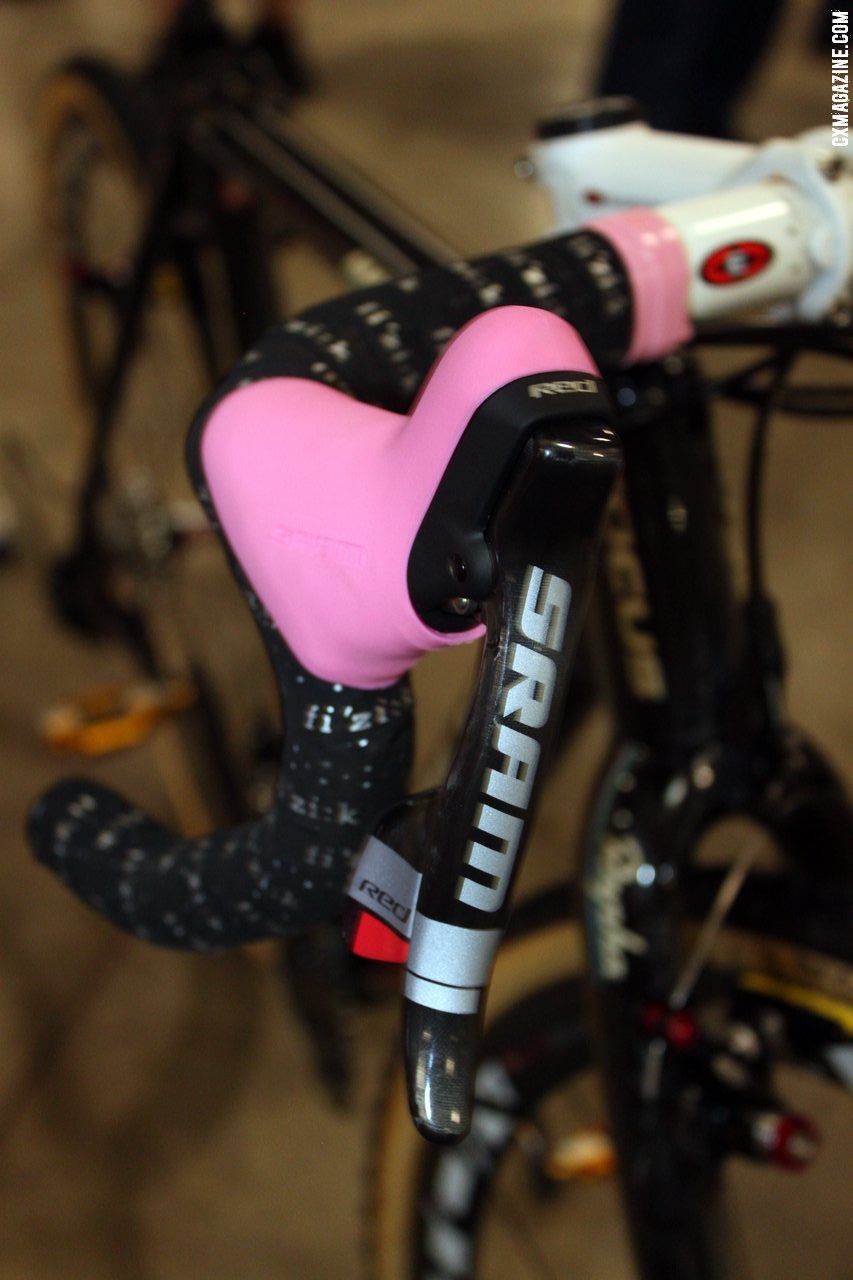 What else? Pink SRAM Red hoods keep a consistent fashion statement. © Cyclocross Magazine