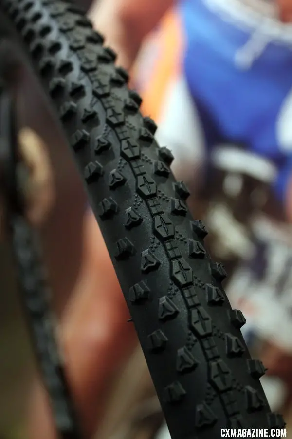 Vredestein is eyeing the cyclocross market, and showed off their upcoming Black Panther tread. Cyclocross Tires at Interbike 2011. © Cyclocross Magazine