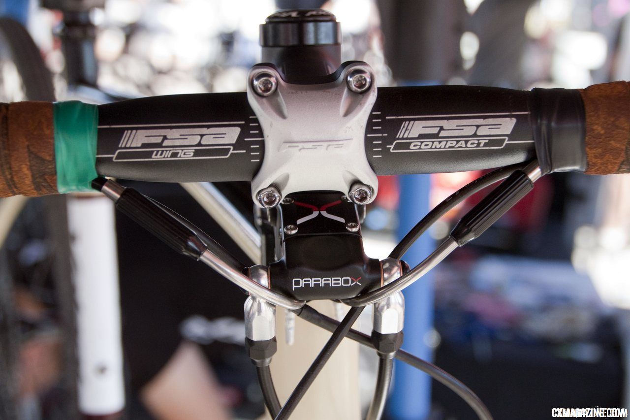 TRP Parabox Hydraulic brake system converts mechanical drop levers to hydrolics at the base of the stem. © Cyclocross Magazine