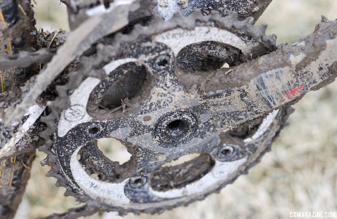 Wick Werks 34/44 chainrings on Jake Wells\' Ridley X-Fire Disc cyclocross bike. © Cyclocross Magazine