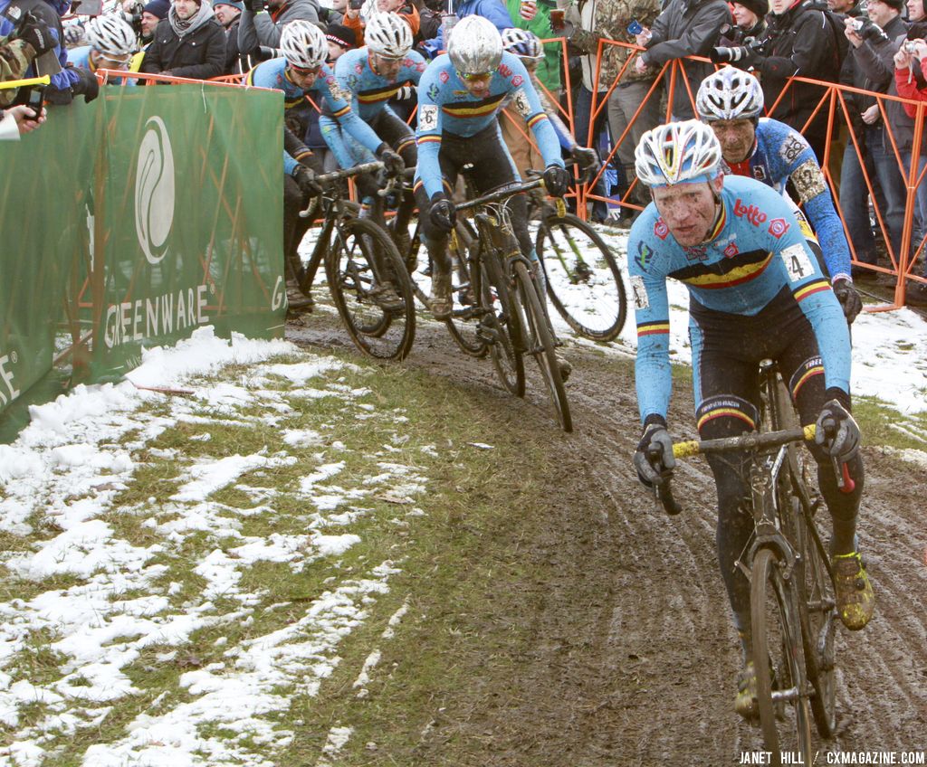 The Belgians take over the lead at the Elite World Championships of Cyclocross. © Janet Hill