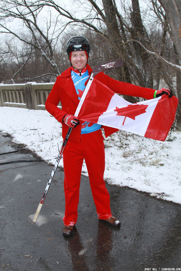 A Canadian fan at the Elite World Championships of Cyclocross. © Janet Hill