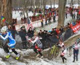 The women head up the hill at the Elite World Championships of Cyclocross. © Janet Hill