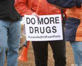 Sarcastic slogans at the Elite World Championships of Cyclocross. © Janet Hill