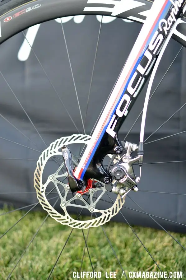 We haven\'t seen Powers on the disc-brake equipped rig yet but we\'re anxious to find out which type of braking he prefers. ©Cyclocross Magazine
