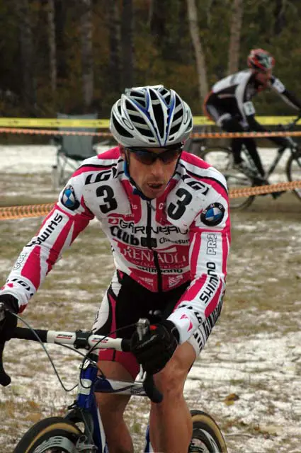 Derrik St John (Garneau Club) chases hard to try to bridge up to the leaders.