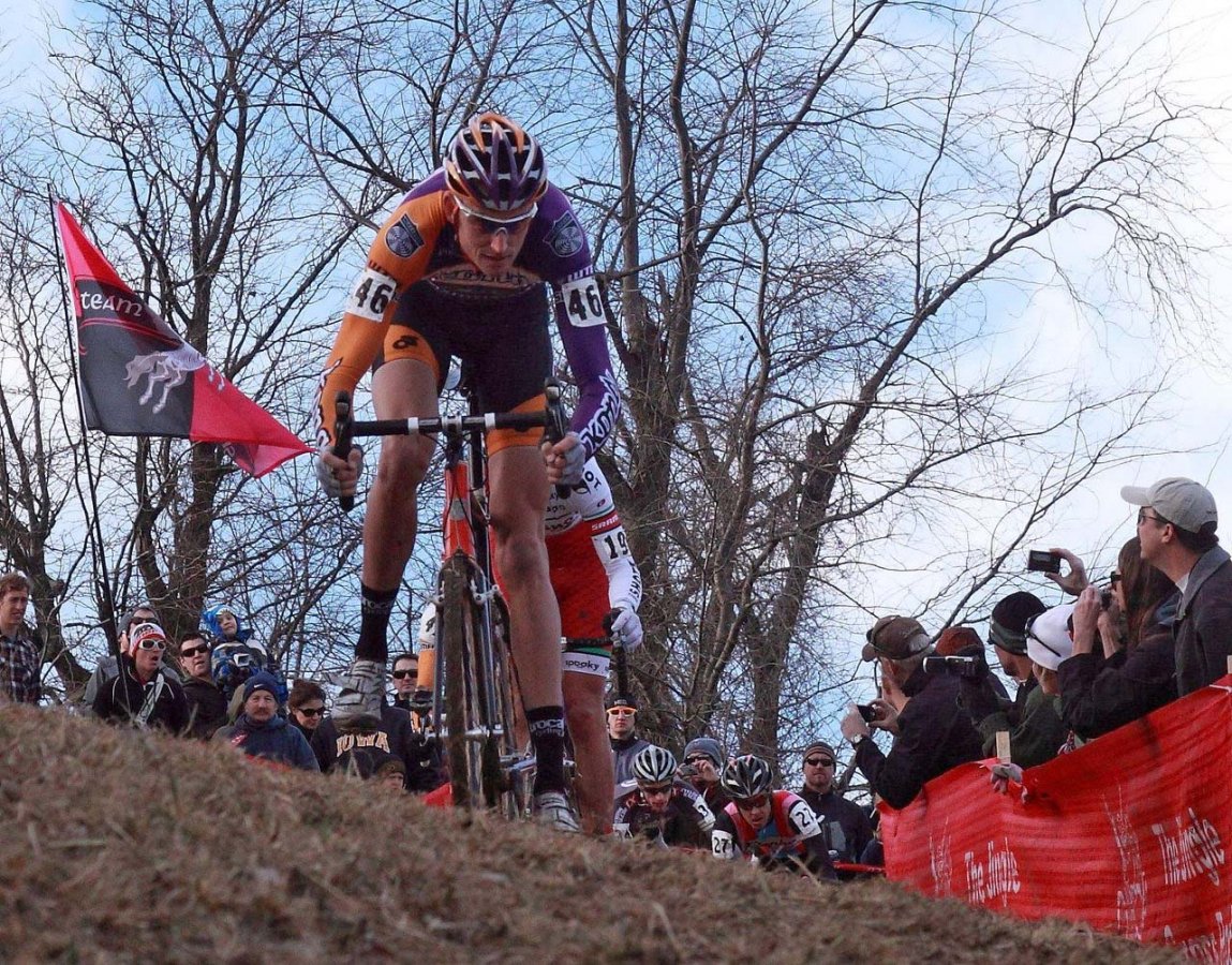 Trebon rode in third before crashing. Jingle Cross 2010 Day 3. © Michael McColgan